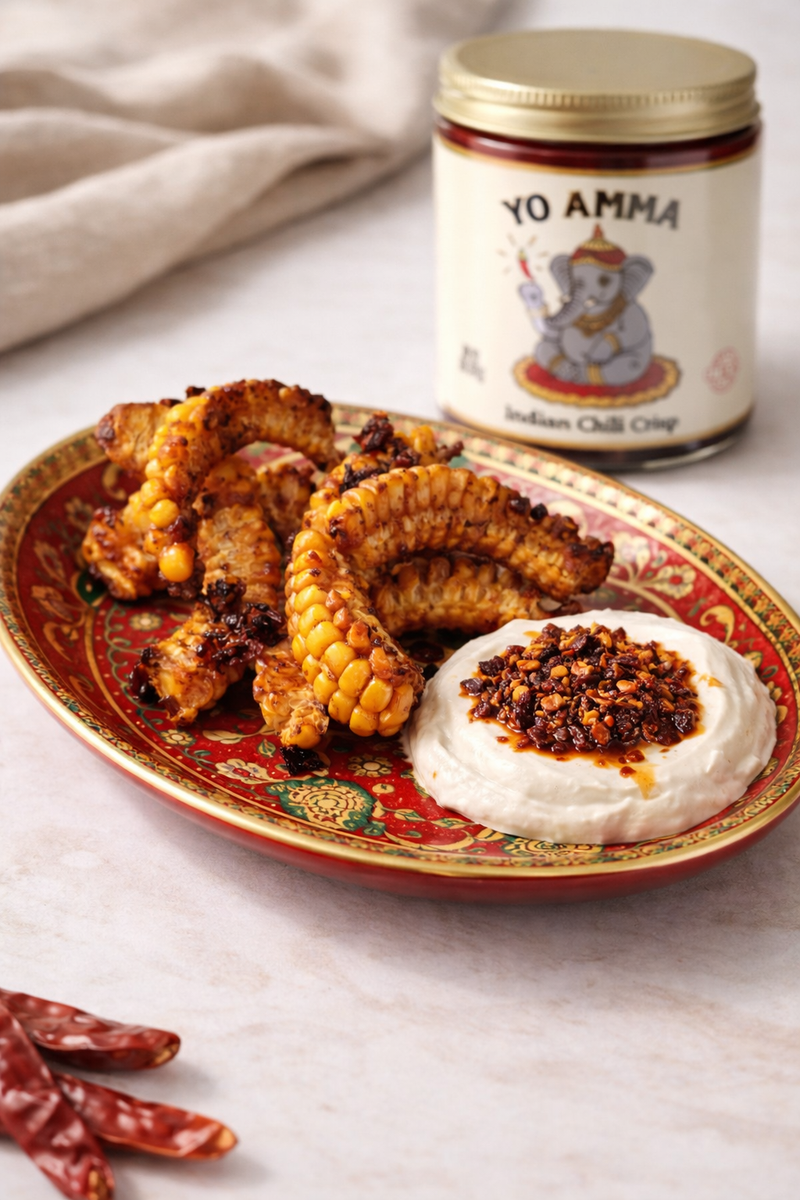 Chili Crisp Corn Ribs with Lemon Ricotta