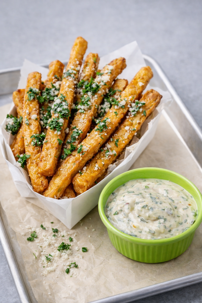JAPANESE LONG FRIES WITH CHILI CRISP GARLIC AIOLI